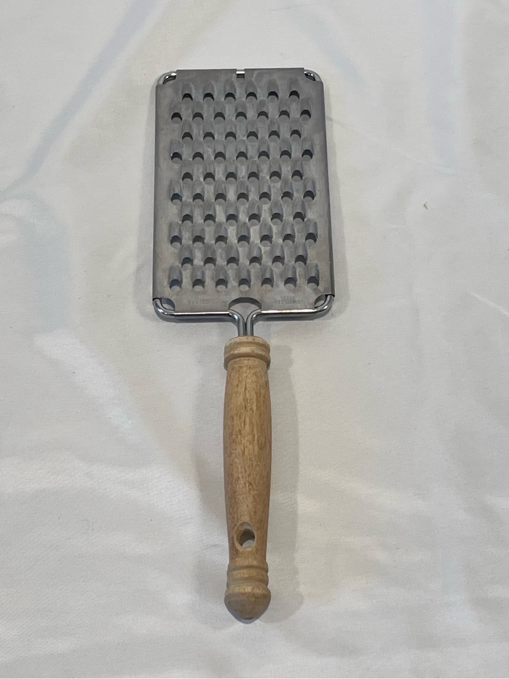 Vintage EKCO USA Stainless Steel Flat Grater Wood Handle Farmhouse Kitchen